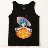Halloween Cute Anime Witch Pumpkin Tank Top thumb 2