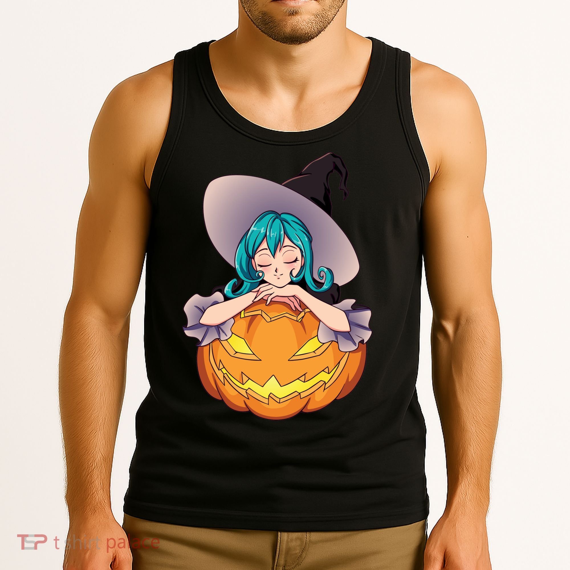 Halloween Cute Anime Witch Pumpkin Tank Top