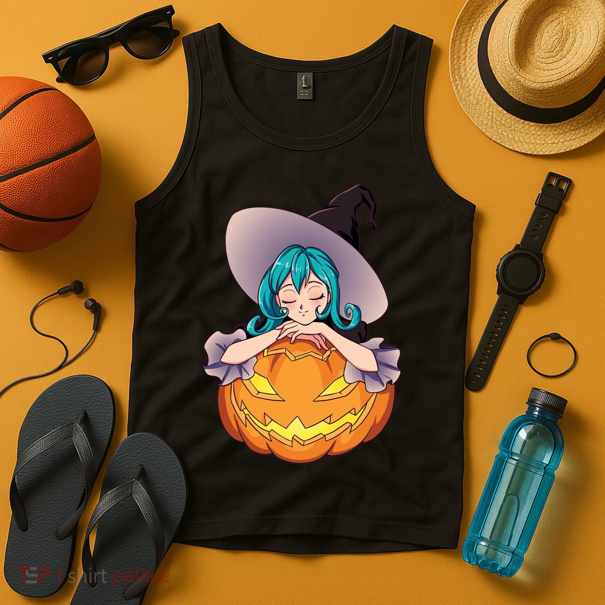 Halloween Cute Anime Witch Pumpkin Tank Top