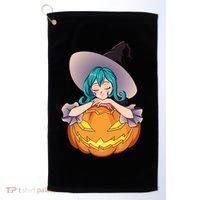 Halloween Cute Anime Witch Pumpkin Golf Towel thumb 0