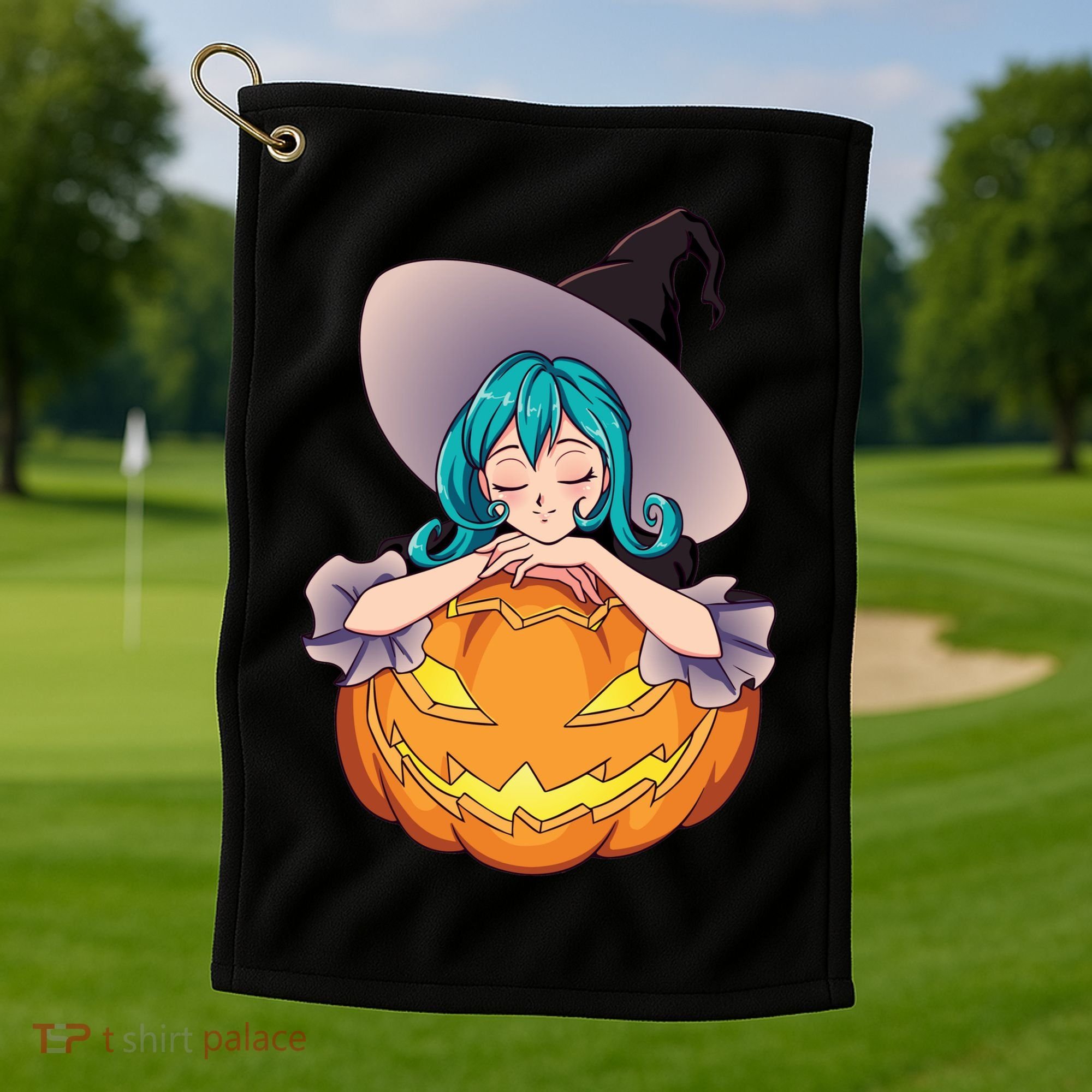 Halloween Cute Anime Witch Pumpkin Golf Towel