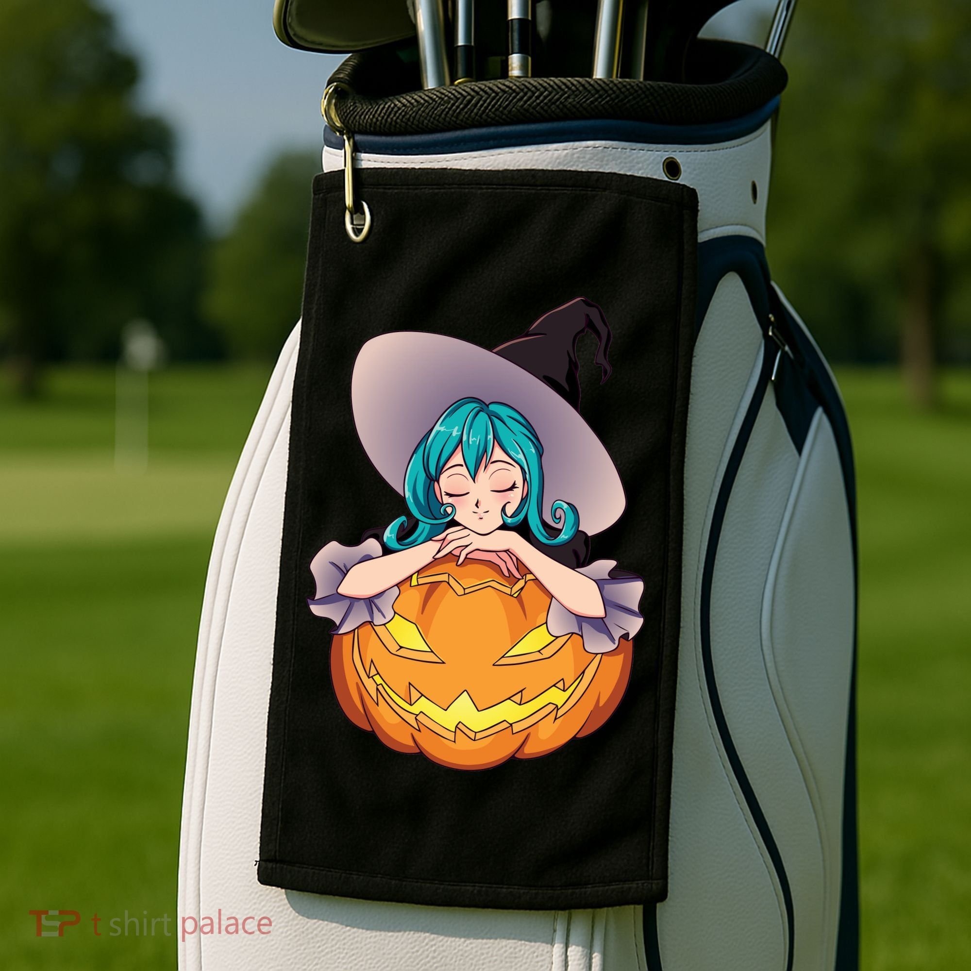 Halloween Cute Anime Witch Pumpkin Golf Towel