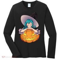 Halloween Cute Anime Witch Pumpkin Women's Long Sleeve Shirt thumb 0
