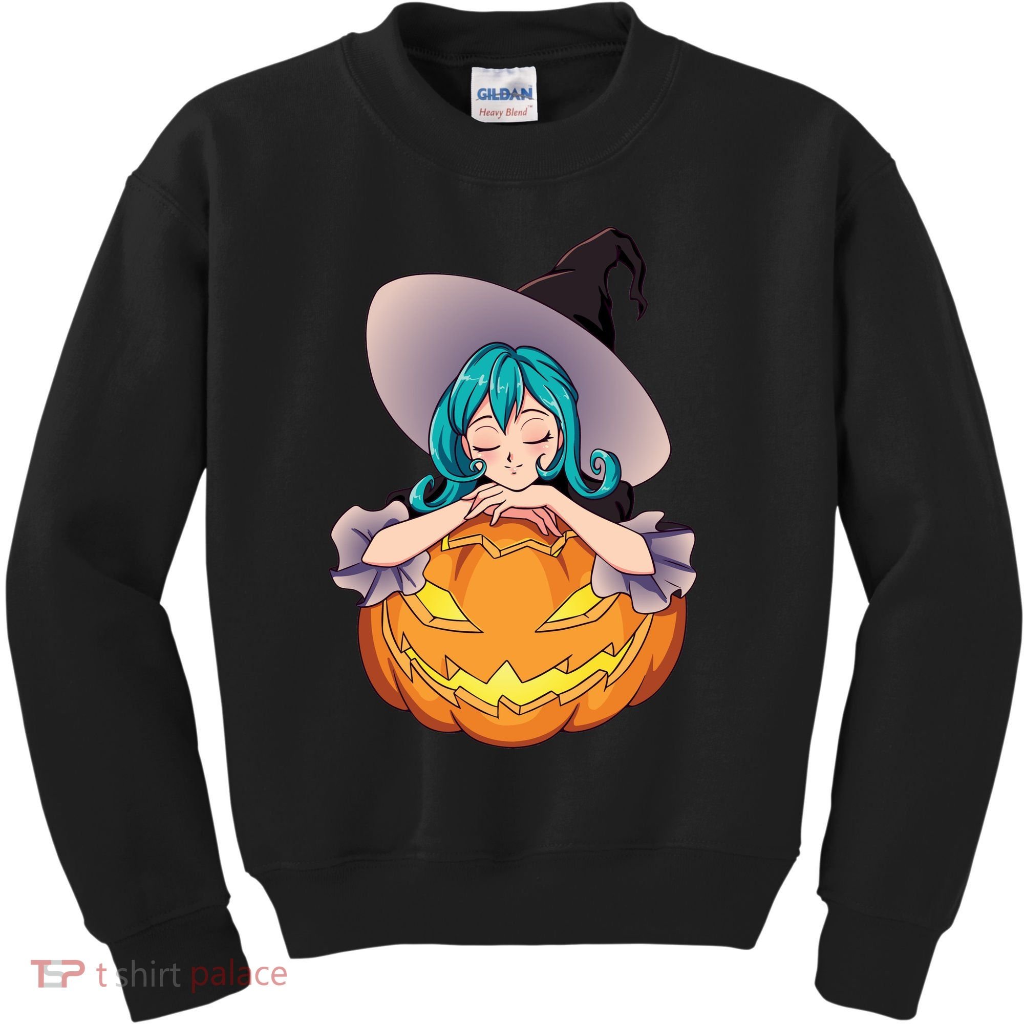 Halloween Cute Anime Witch Pumpkin Kids Sweatshirt