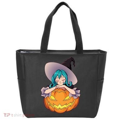 Halloween Cute Anime Witch Pumpkin Tote Bag