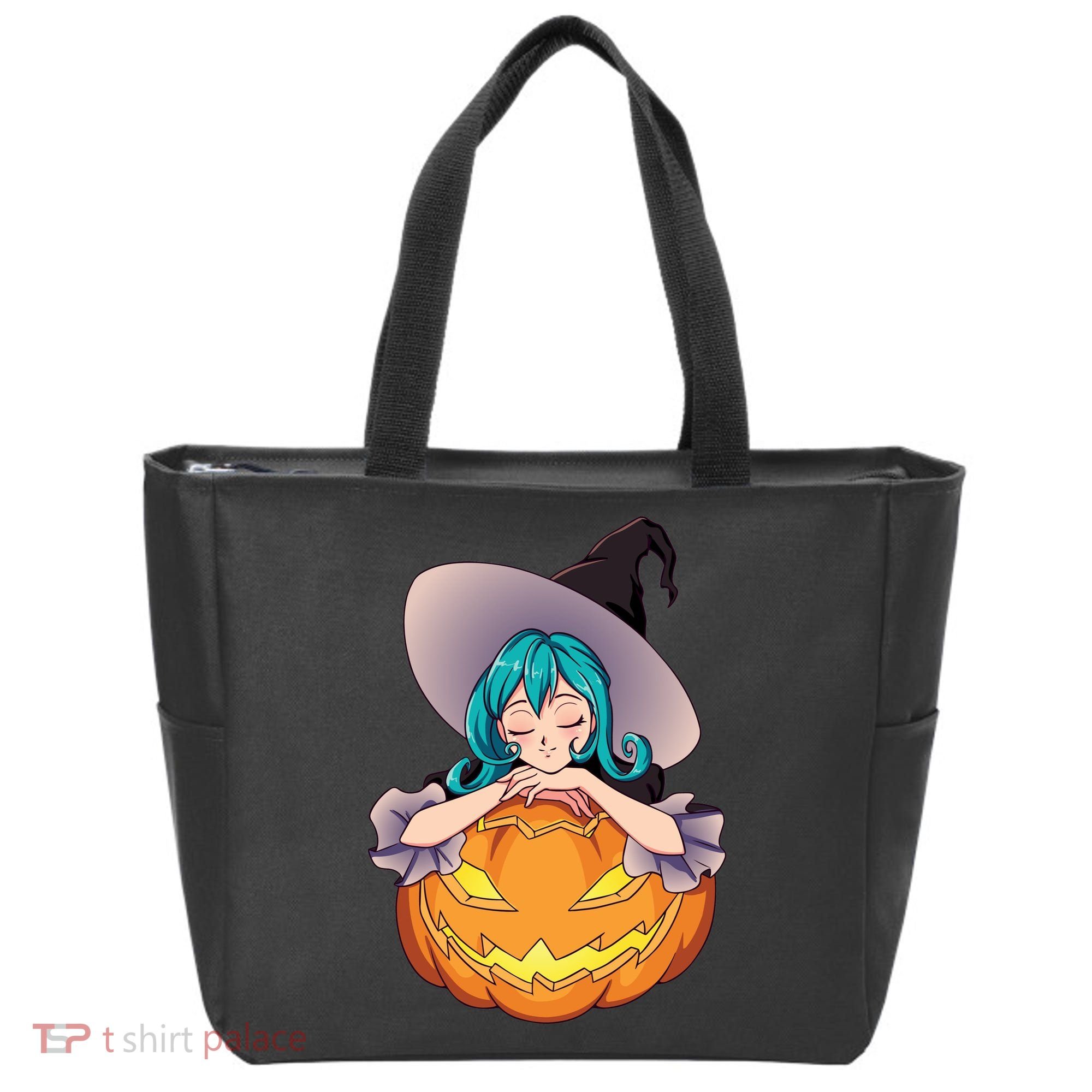 Halloween Cute Anime Witch Pumpkin Tote Bag