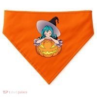 Halloween Cute Anime Witch Pumpkin USA-Made Doggie Bandana thumb 0