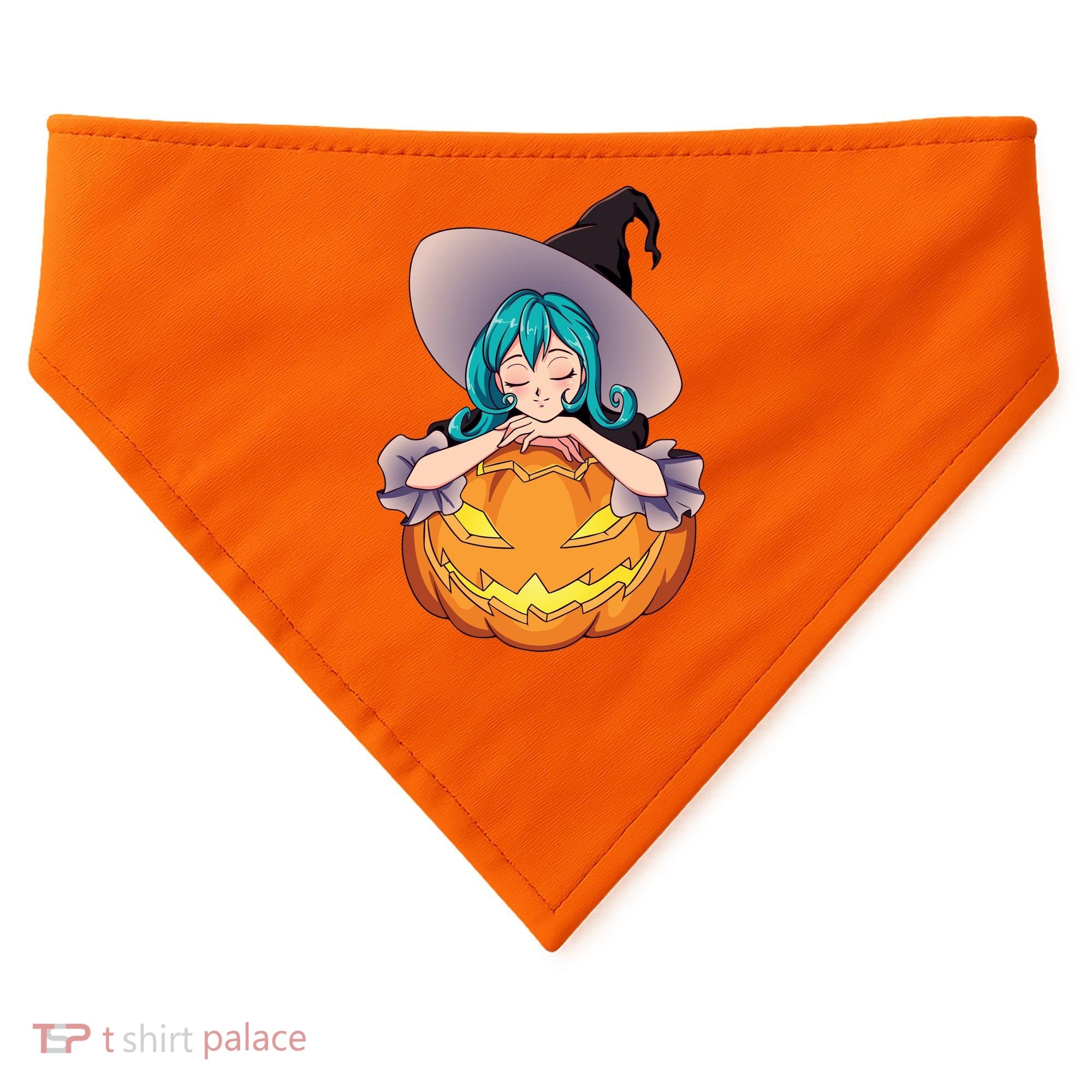 Halloween Cute Anime Witch Pumpkin USA-Made Doggie Bandana