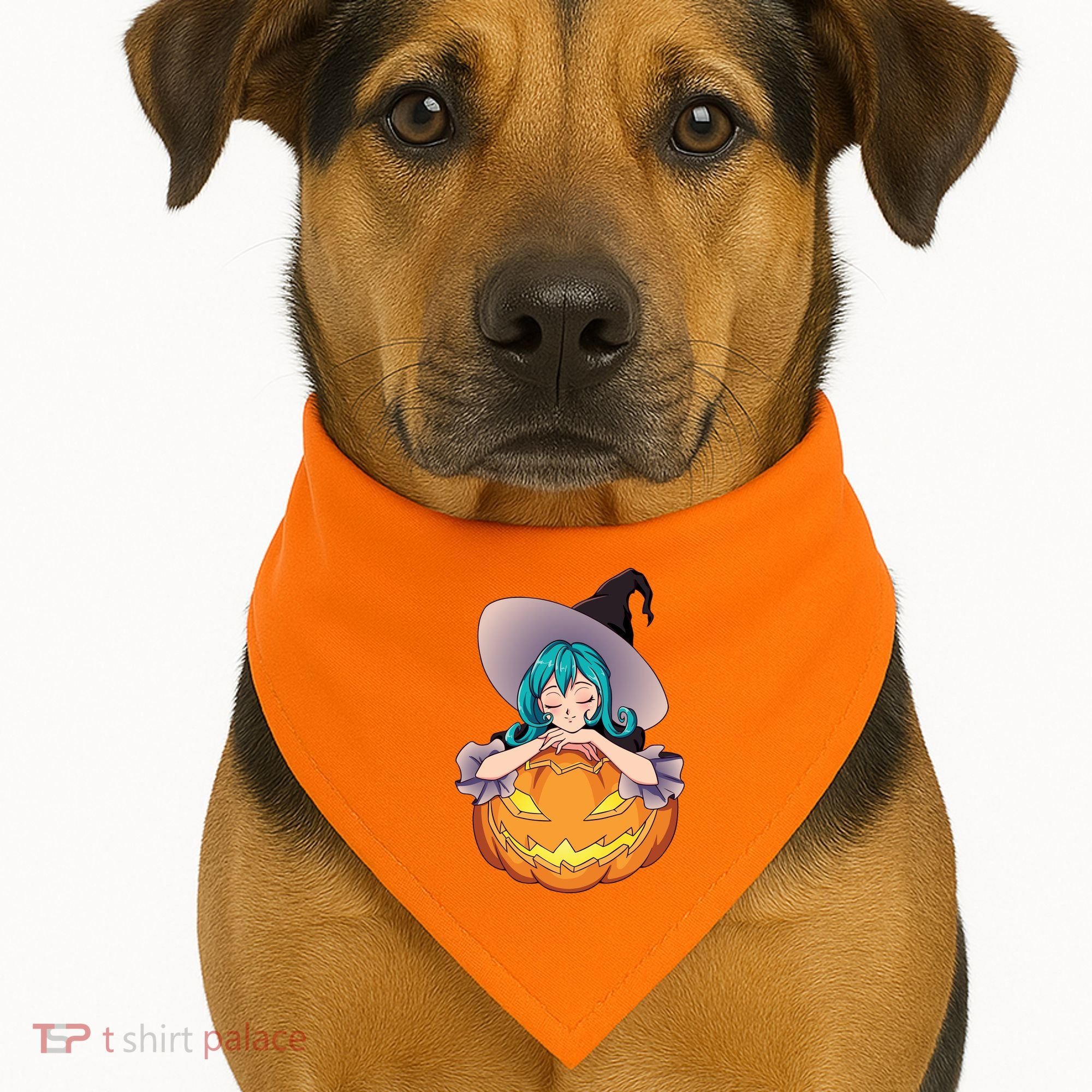 Halloween Cute Anime Witch Pumpkin USA-Made Doggie Bandana