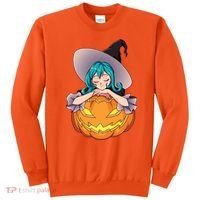 Halloween Cute Anime Witch Pumpkin Sweatshirt thumb 0