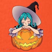 Halloween Cute Anime Witch Pumpkin Sweatshirt thumb 2