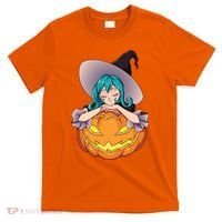 Halloween Cute Anime Witch Pumpkin T-Shirt thumb 0