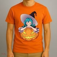 Halloween Cute Anime Witch Pumpkin T-Shirt thumb 3