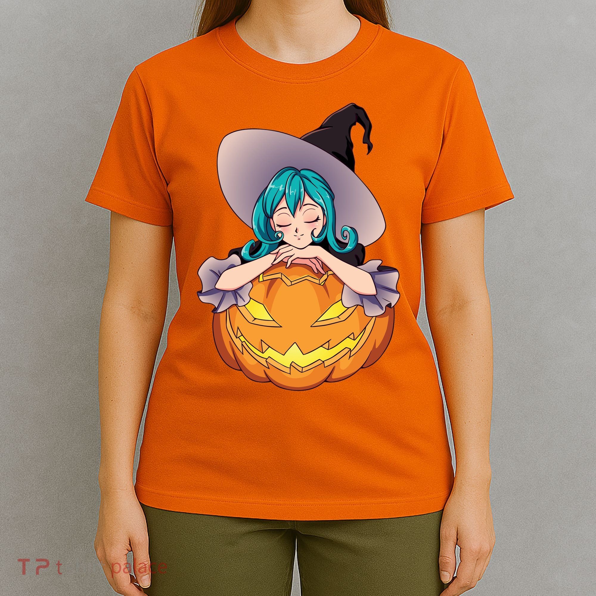 Halloween Cute Anime Witch Pumpkin T-Shirt