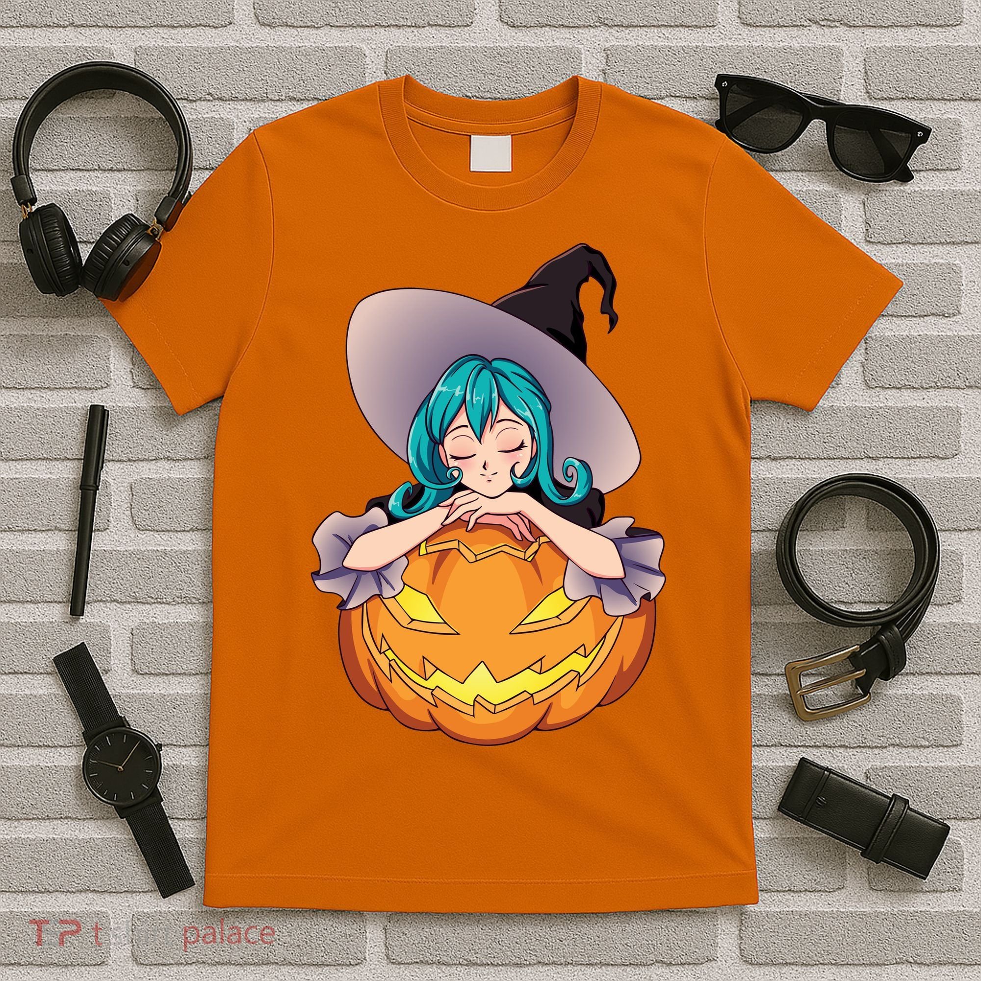 Halloween Cute Anime Witch Pumpkin T-Shirt