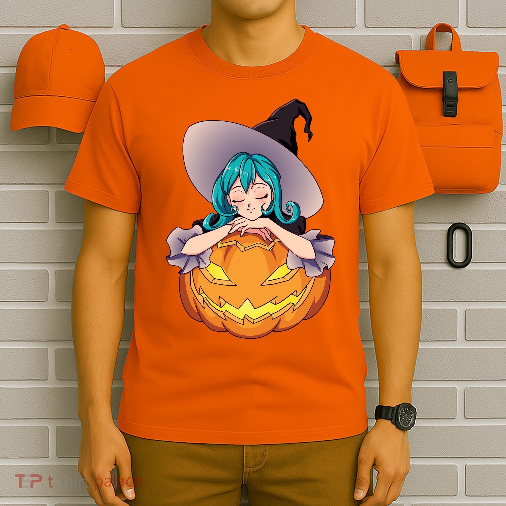 Halloween Cute Anime Witch Pumpkin T-Shirt