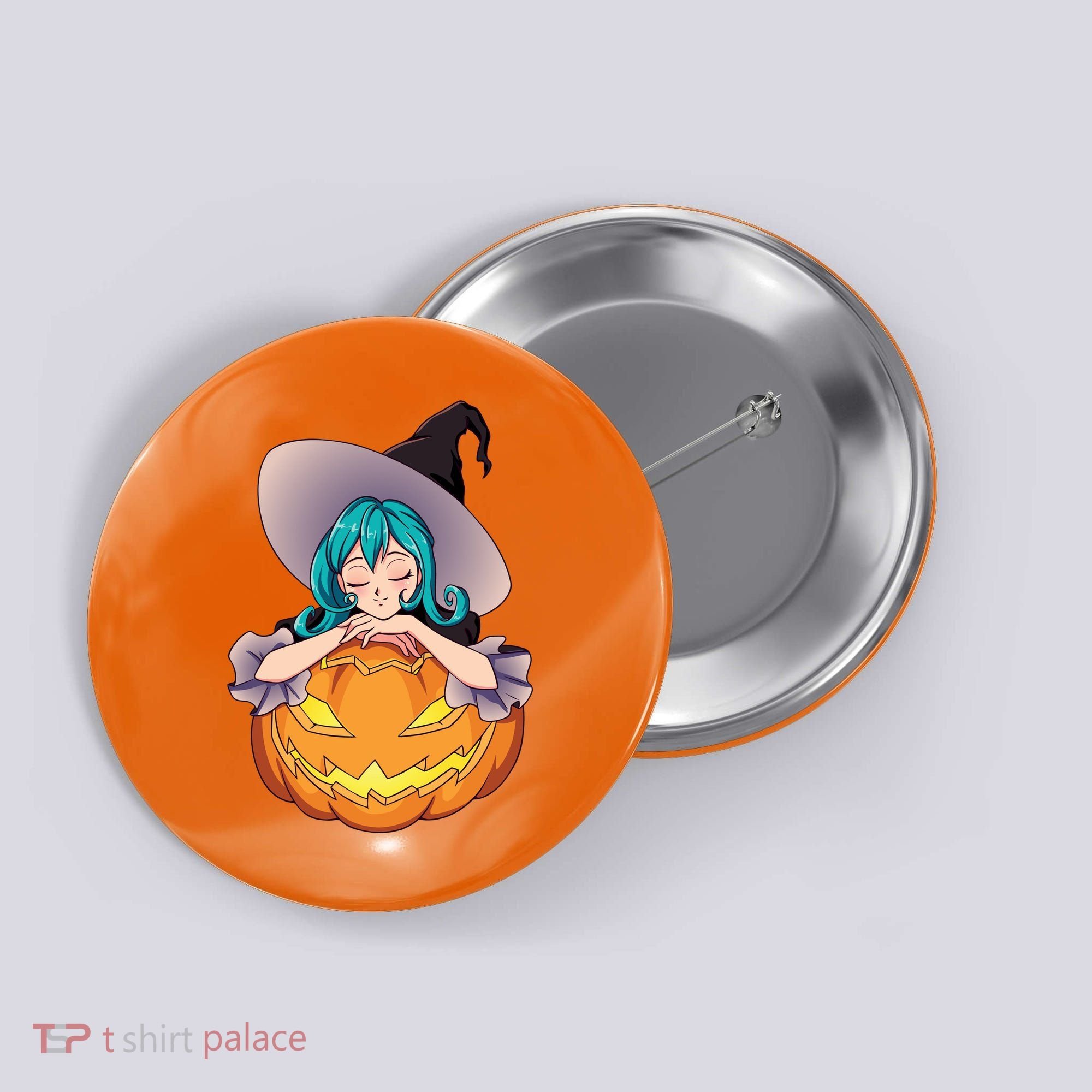 Halloween Cute Anime Witch Pumpkin Button