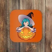 Halloween Cute Anime Witch Pumpkin Coaster thumb 0
