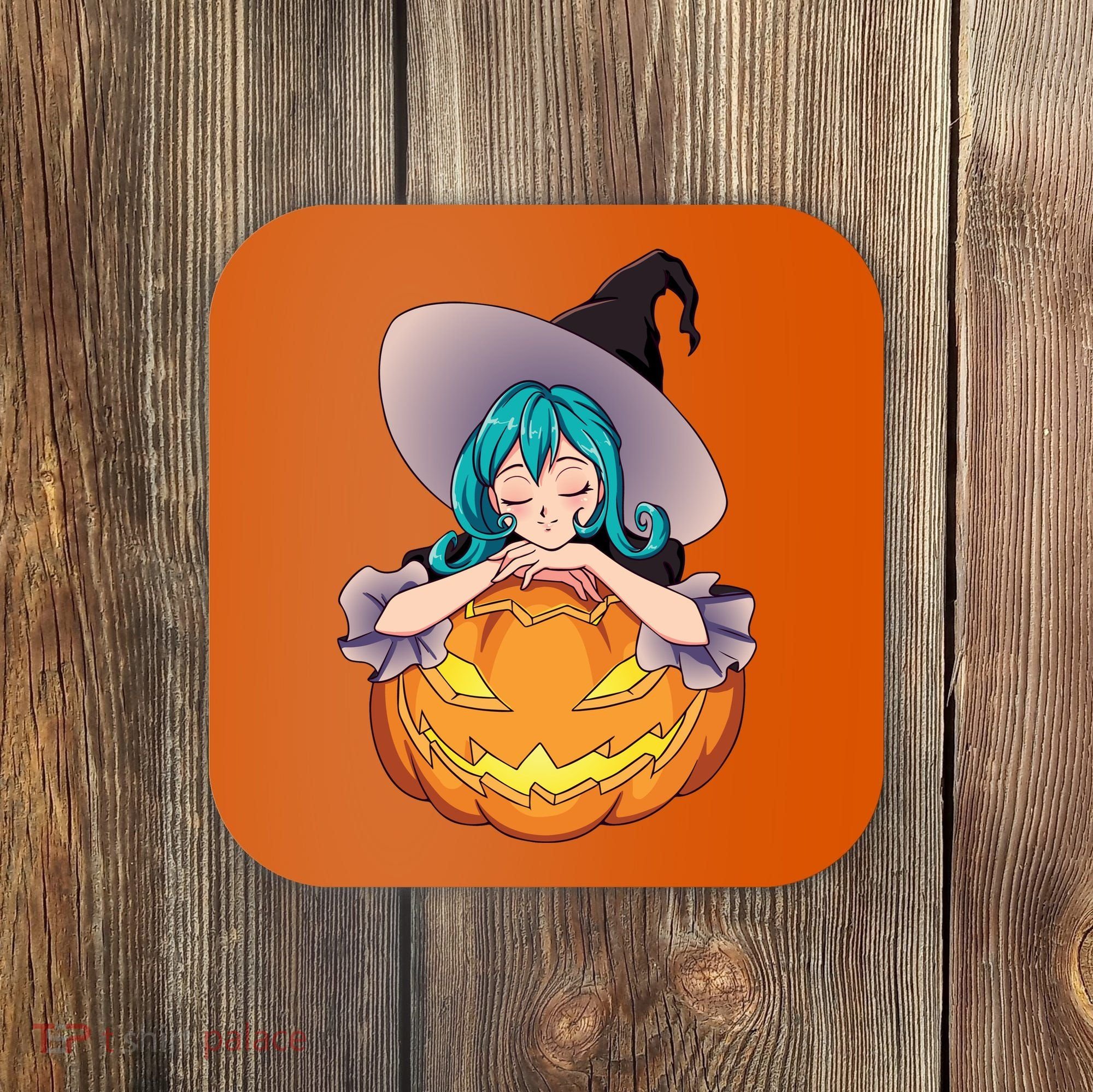 Halloween Cute Anime Witch Pumpkin Coaster