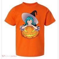 Halloween Cute Anime Witch Pumpkin Toddler T-Shirt thumb 0