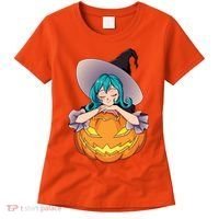 Halloween Cute Anime Witch Pumpkin Women's T-Shirt thumb 0
