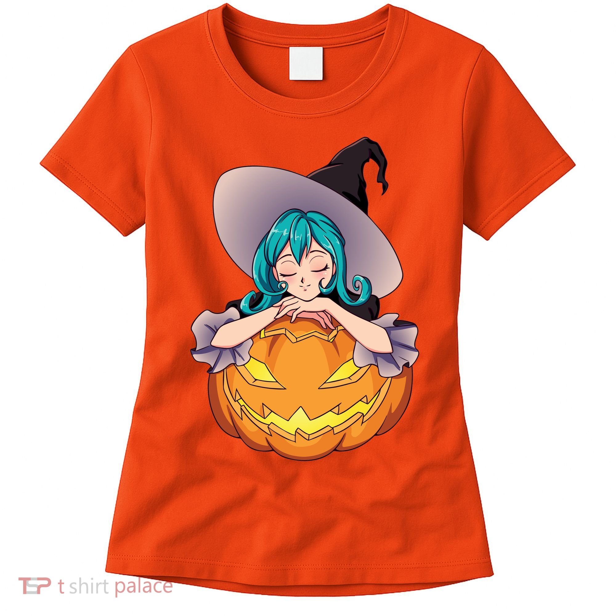 Halloween Cute Anime Witch Pumpkin Women's T-Shirt