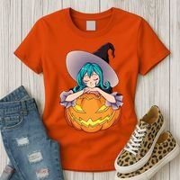 Halloween Cute Anime Witch Pumpkin Women's T-Shirt thumb 3