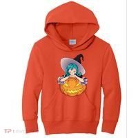 Halloween Cute Anime Witch Pumpkin Kids Hoodie thumb 0