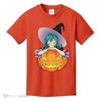 Halloween Cute Anime Witch Pumpkin Kids T-Shirt thumb 0