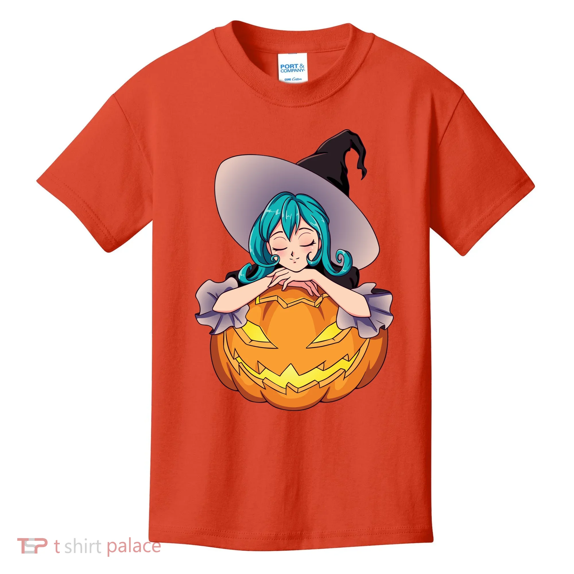 Halloween Cute Anime Witch Pumpkin Kids T-Shirt