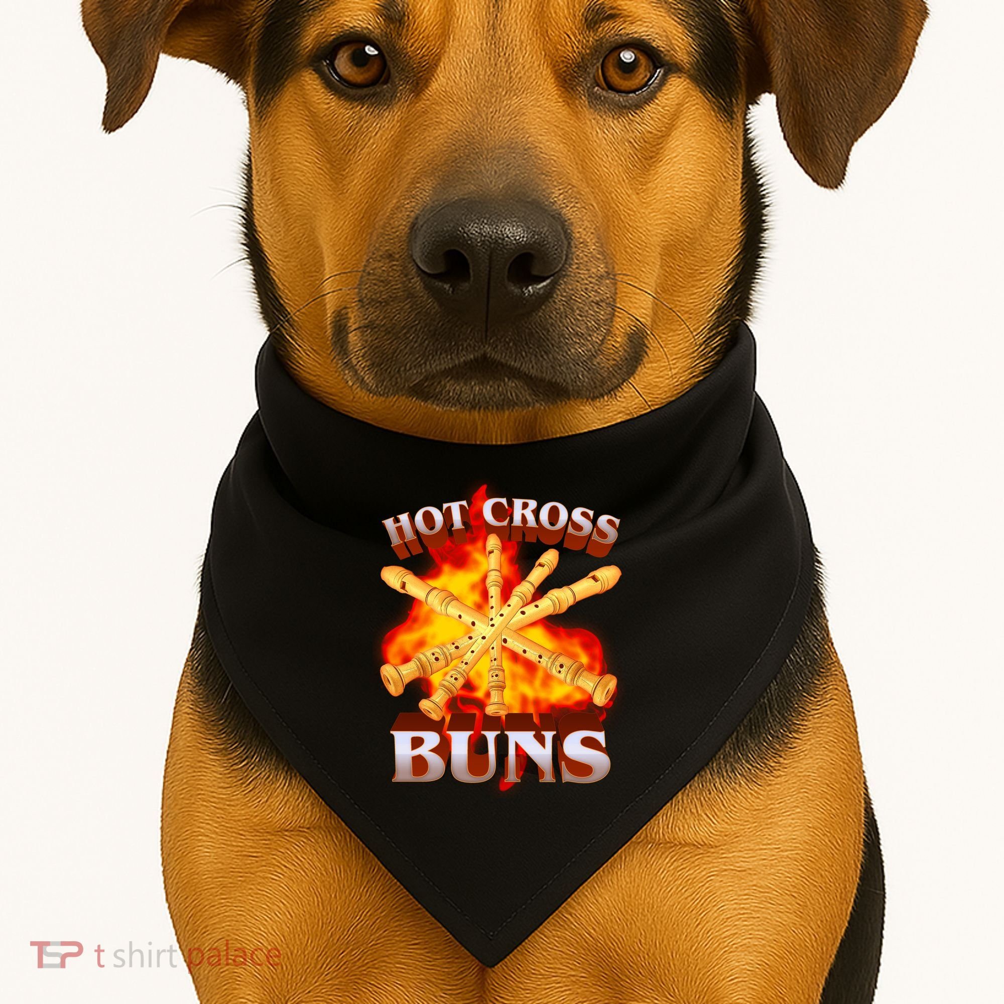 Hot Cross Buns Fire Recorder Flute USA-Made Doggie Bandana