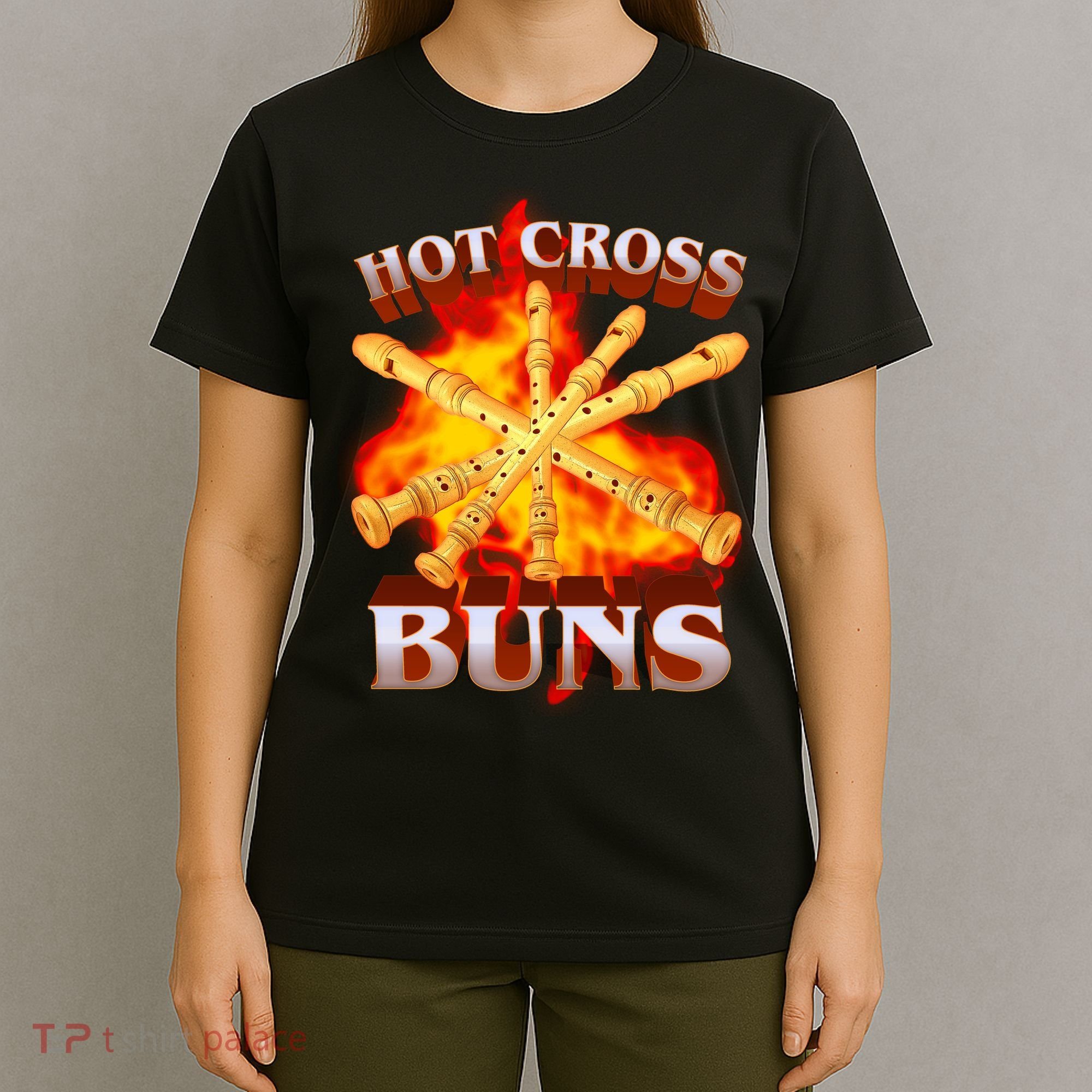 Hot Cross Buns Fire Recorder Flute T-Shirt