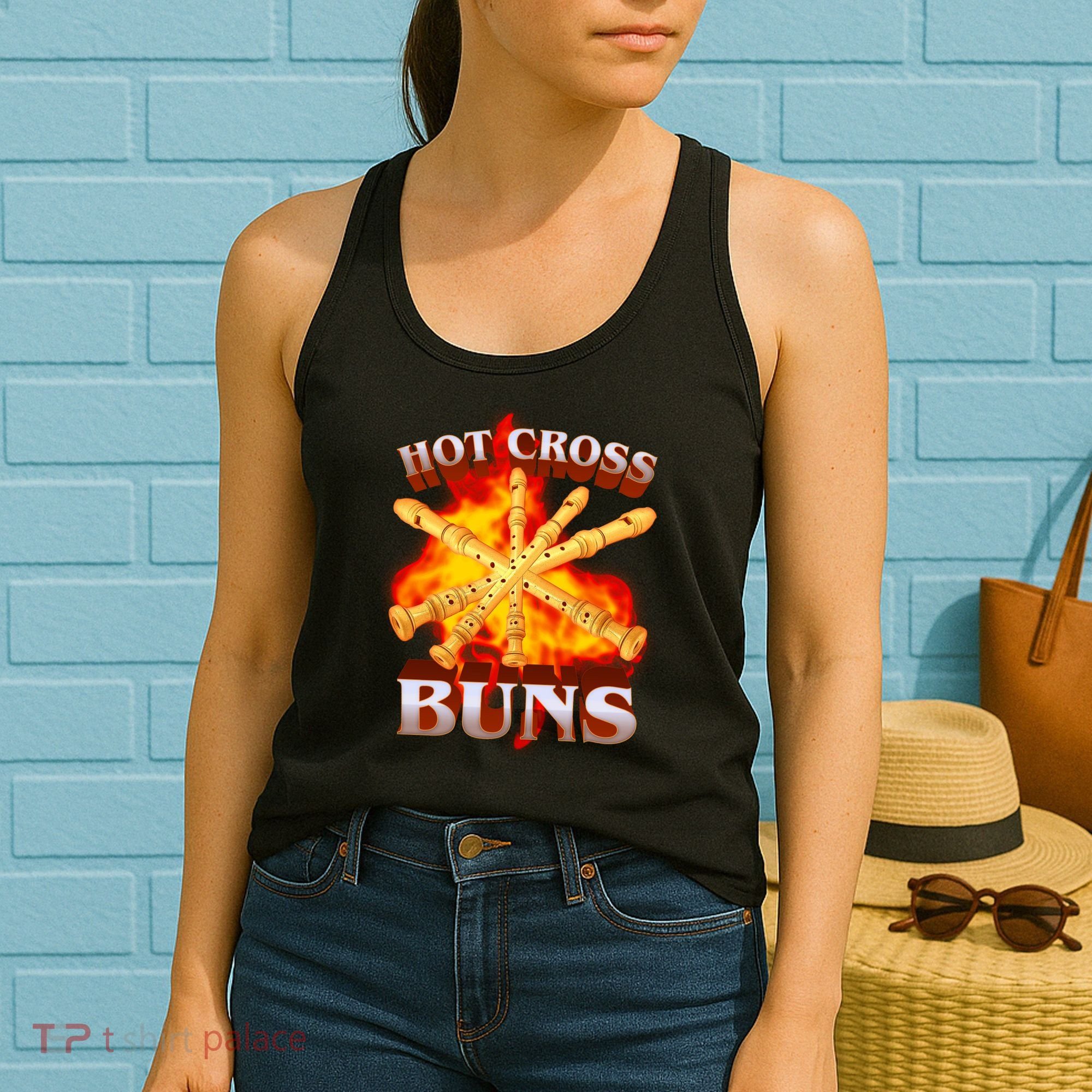 Hot Cross Buns Fire Recorder Flute Women's Tank Top