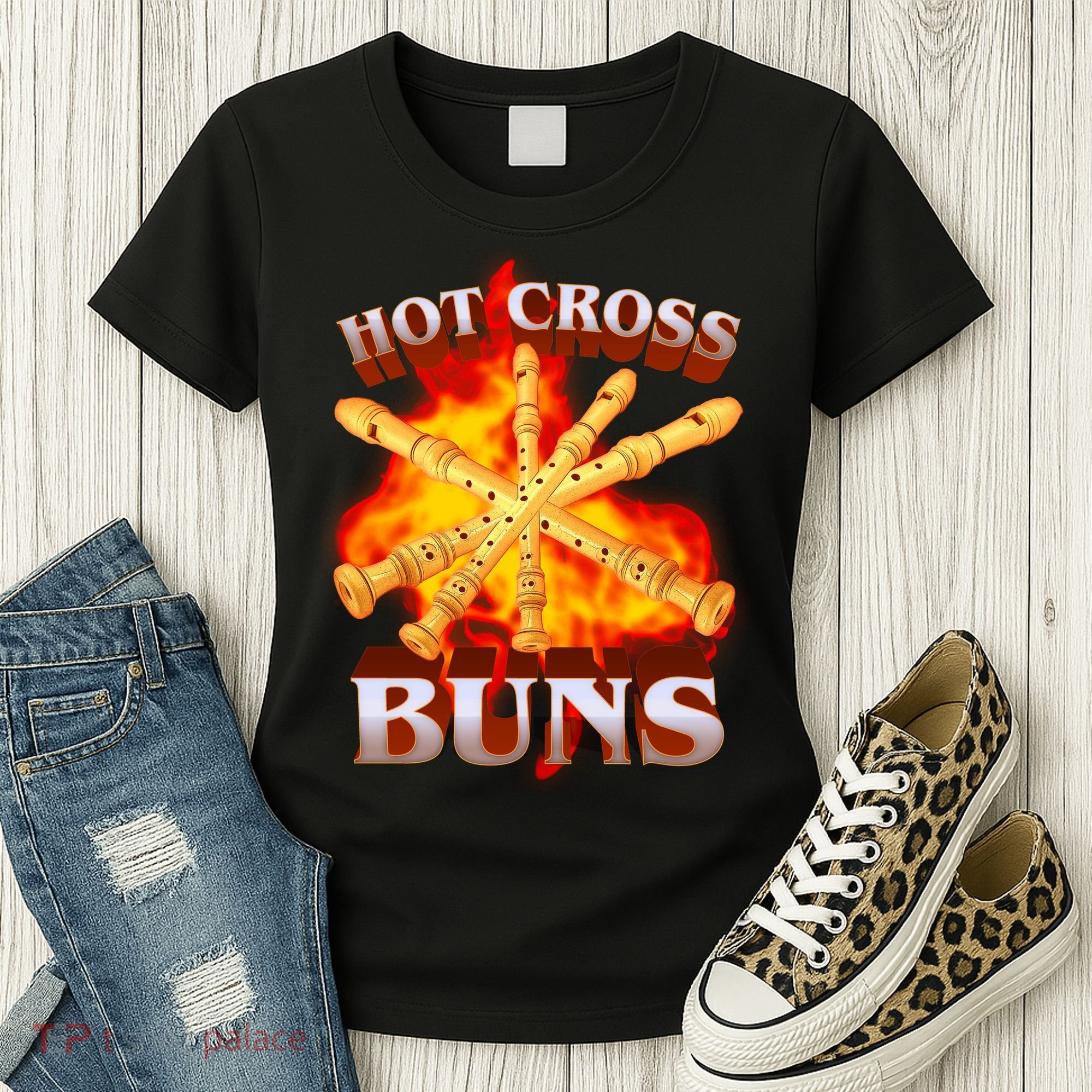 Hot Cross Buns Fire Recorder Flute Women's T-Shirt