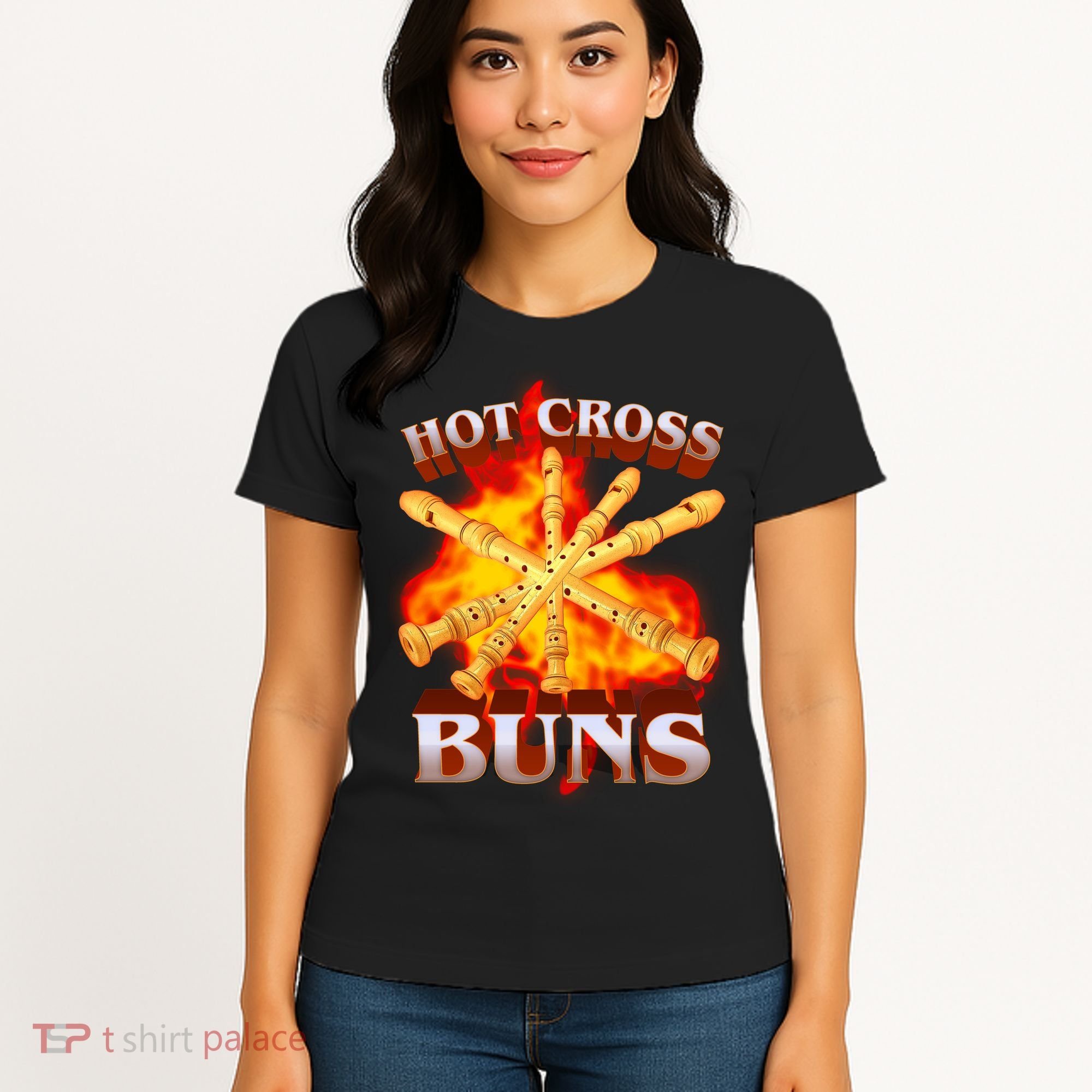 Hot Cross Buns Fire Recorder Flute Women's T-Shirt