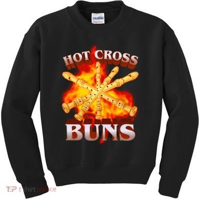 Hot Cross Buns Fire Recorder Flute Kids Sweatshirt