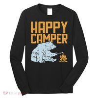Happy Camper Bear Vacation Hiking Camp Campfire Camping Gift Long Sleeve Shirt thumb 0