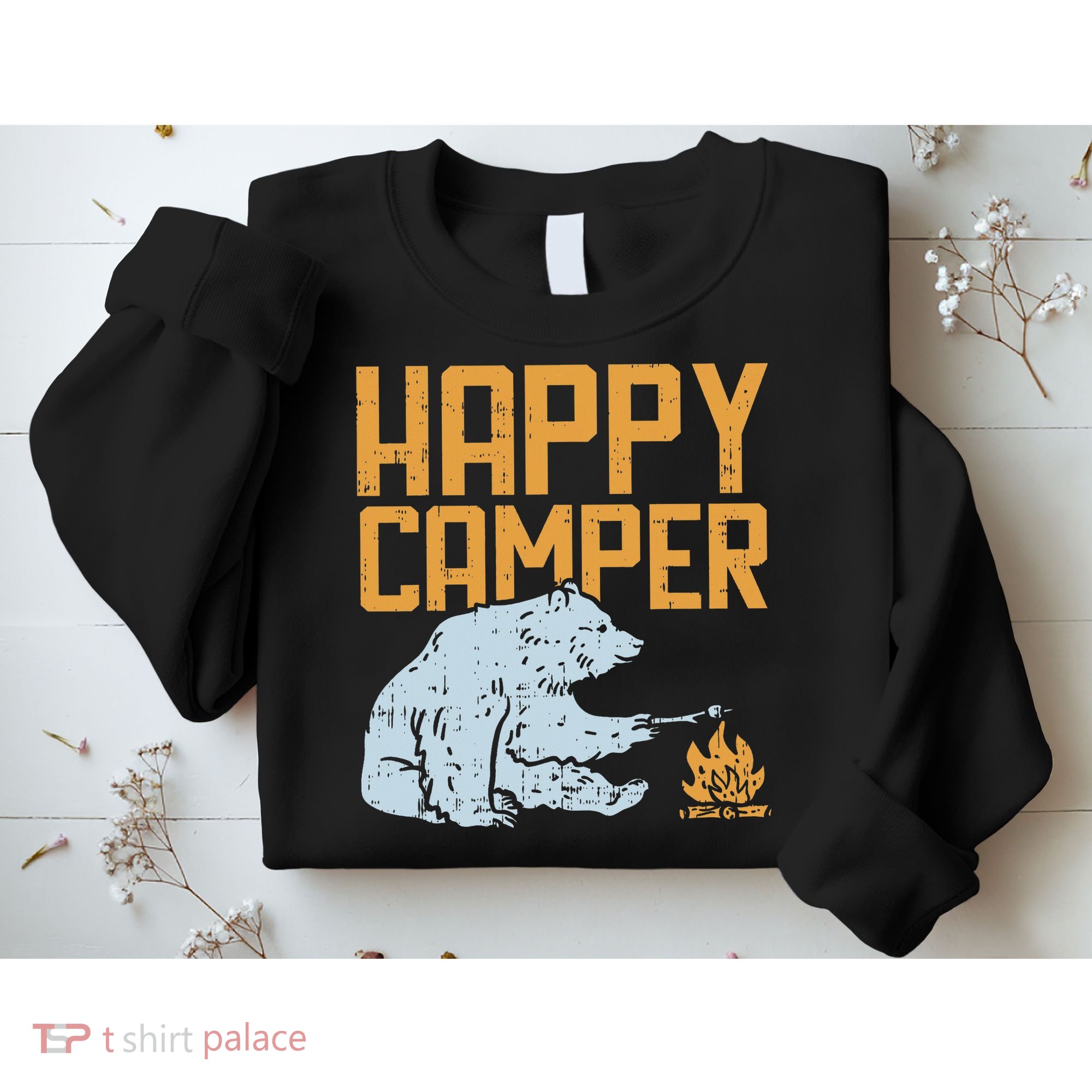 Happy Camper Bear Vacation Hiking Camp Campfire Camping Gift Sweatshirt