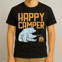 Happy Camper Bear Vacation Hiking Camp Campfire Camping Gift T-Shirt thumb 3