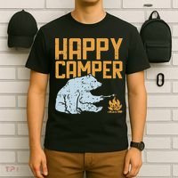 Happy Camper Bear Vacation Hiking Camp Campfire Camping Gift T-Shirt thumb 6