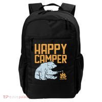 Happy Camper Bear Vacation Hiking Camp Campfire Camping Gift Backpack thumb 0