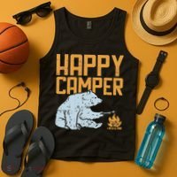 Happy Camper Bear Vacation Hiking Camp Campfire Camping Gift Tank Top thumb 4