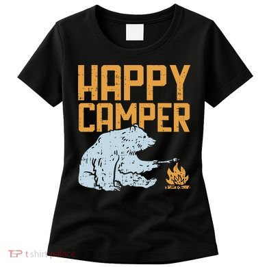 Happy Camper Bear Vacation Hiking Camp Campfire Camping Gift Women's T-Shirt
