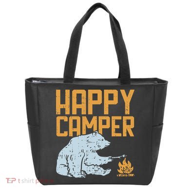 Happy Camper Bear Vacation Hiking Camp Campfire Camping Gift Tote Bag