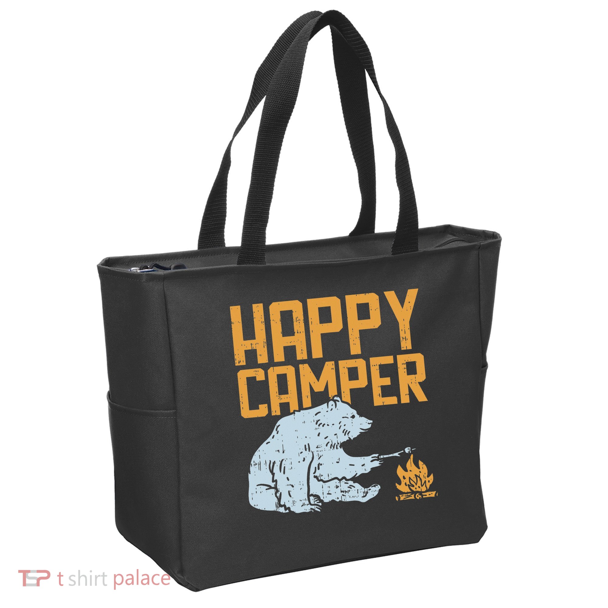 Happy Camper Bear Vacation Hiking Camp Campfire Camping Gift Tote Bag