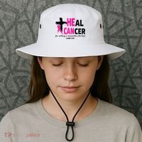 Heal Cancer Believe God Christian Breast Cancer Awareness Bucket Hat thumb 3
