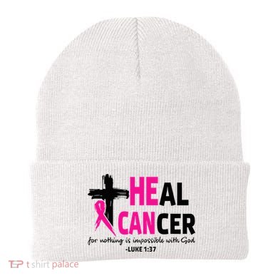 Heal Cancer Believe God Christian Breast Cancer Awareness Beanie