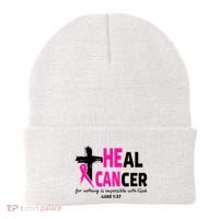 Heal Cancer Believe God Christian Breast Cancer Awareness Beanie thumb 0