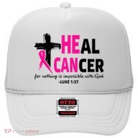 Heal Cancer Believe God Christian Breast Cancer Awareness Hat thumb 0