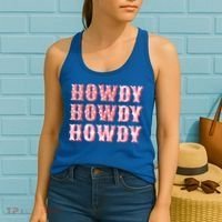 Howdy Cowgirl Boots Bling Women Cute Western Country Women's Tank Top thumb 2